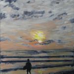 Surfer at Sunset. 9x7, Oil on Panel, 2015. Available.